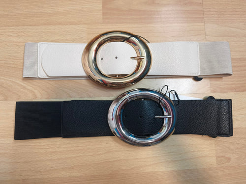 Ceinture élastique boucle ronde disponible en blanc et noir